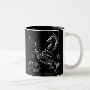 Dramatic Chess Monochrom Two-Tone Coffee Mug