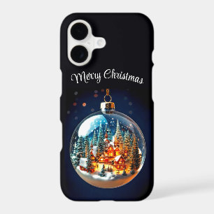 Dramatic Christmas scenery in a transparent bauble iPhone 17 Case