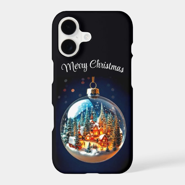 Dramatic Christmas scenery in a transparent bauble Iphone Case (Back)