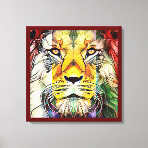 Dramatic Colorful Lion Creative Wildlife Pop Art Canvas Print