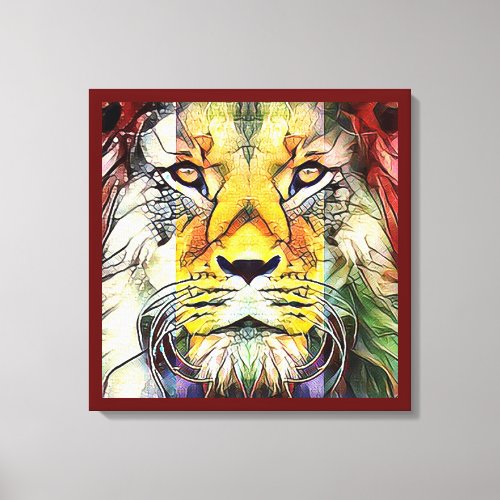 Dramatic Colorful Lion Creative Wildlife Pop Art Canvas Print