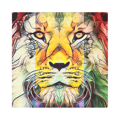 Dramatic Colorful Lion Wildlife Pop Art Portrait