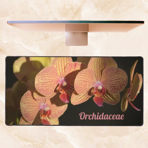 Dramatic Coral Pink Orchids Customizable Floral Desk Mat