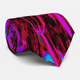 Dramatic Crimson Red, Purple and Black Dahlia Neck Tie