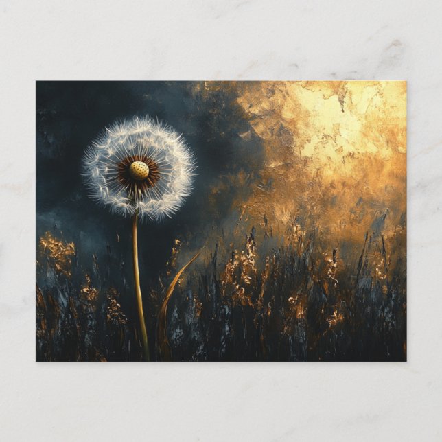 Dramatic Dandelion Fluff Painting Postcard (Front)