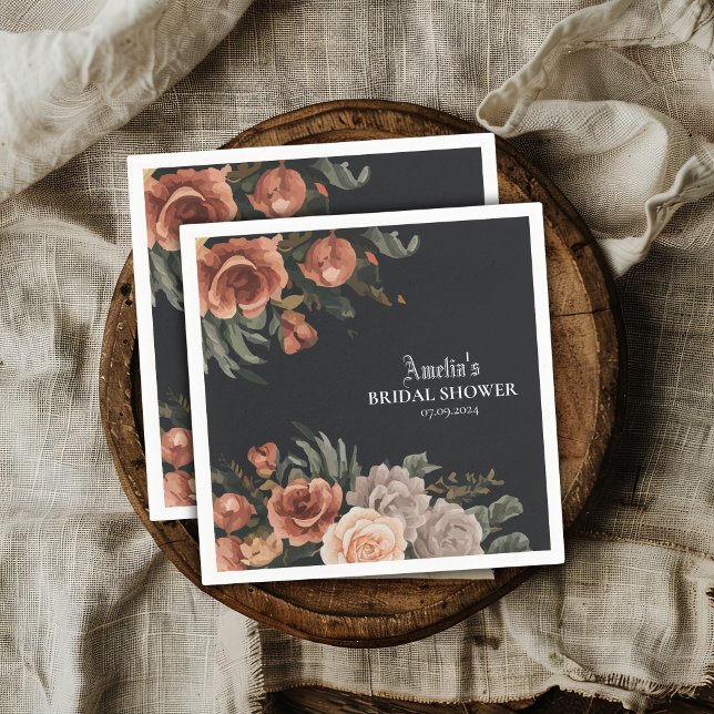 Dramatic dark moody vintage Fall bridal shower  Napkins (Creator Uploaded)