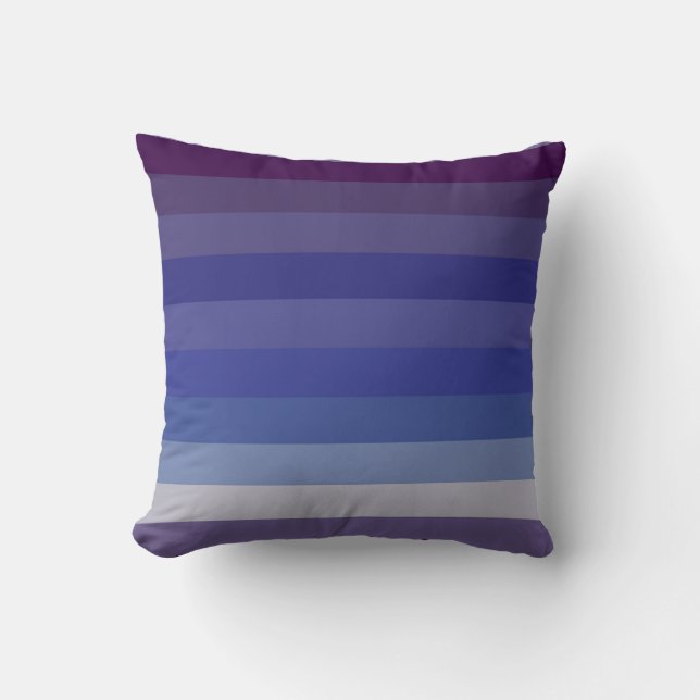 Dramatic Deep Blue & Burgundy Gradient Stripe Patt Throw Pillow (Front)