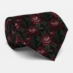 Dramatic Deep Burgundy and Black Cherry Moody Neck Tie