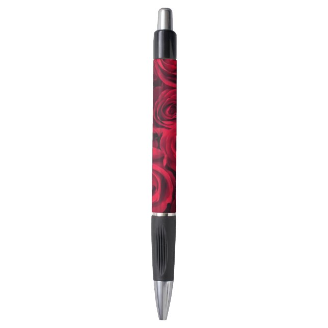 Dramatic Deep Red Roses Pen (Front Vertical)