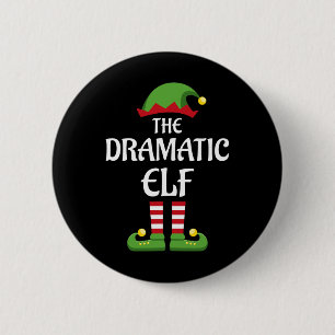 Dramatic Elf Family Matching Group Christmas Button