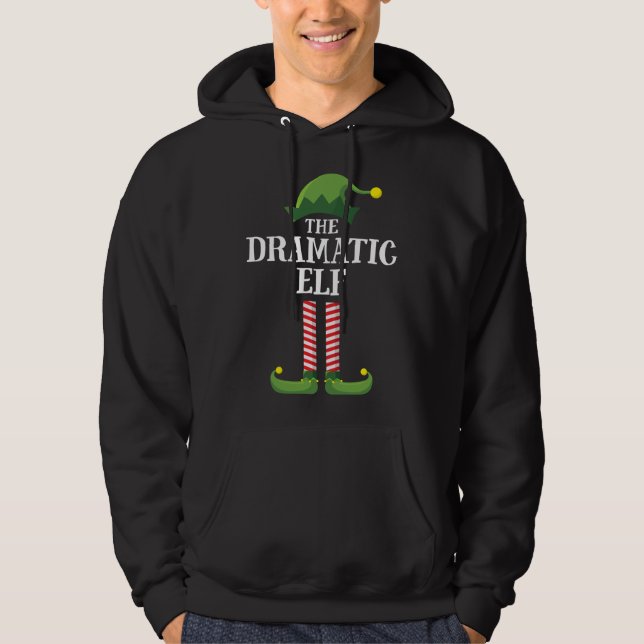 Dramatic Elf Matching Family Christmas Party Pajam Hoodie (Front)