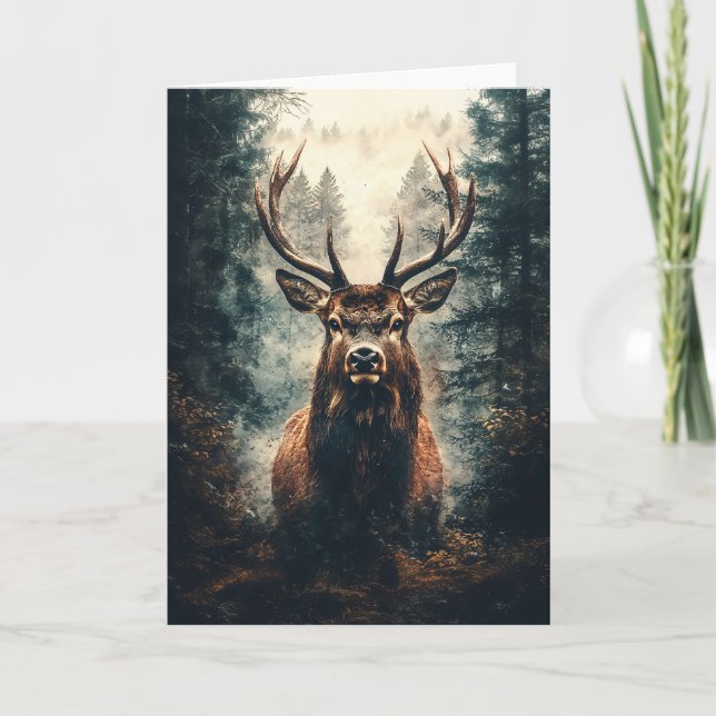 Dramatic Elk in the Woods Card (Front)