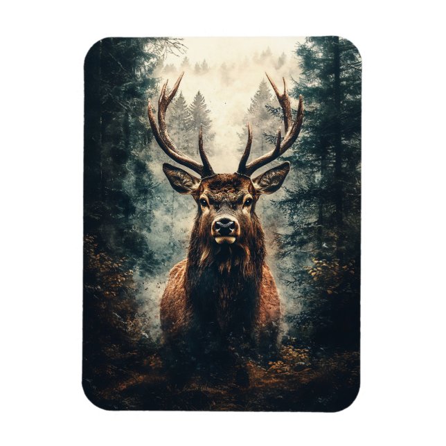 Dramatic Elk in the Woods Magnet (Vertical)