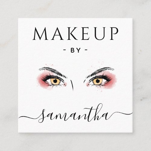 Dramatic Eye Illustration Cute Girly Makeup Artist Square Business Card