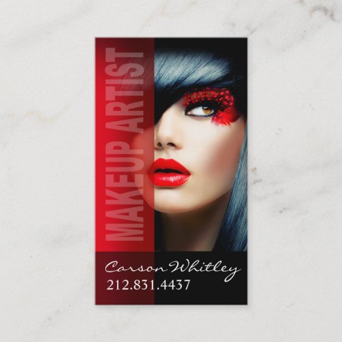 Dramatic Eyes Makeup Artist  red Business Card