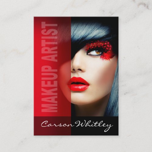 Dramatic Eyes Makeup Artist  red Business Card