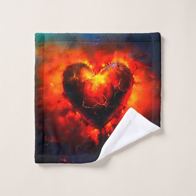 Dramatic Fiery Heart Composition Wash Cloth (Wash Cloth)