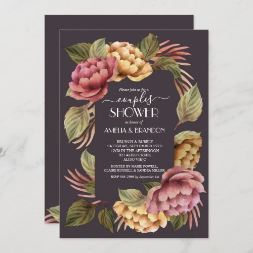 Dramatic Floral Couples Wedding Shower Invitations