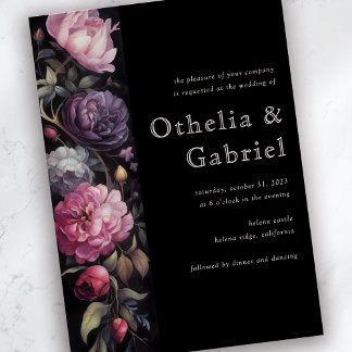 Dramatic Floral Gothic Wedding Invitation