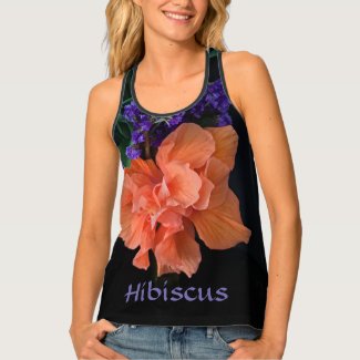 Dramatic Floral Orange Hibiscus Flower Black