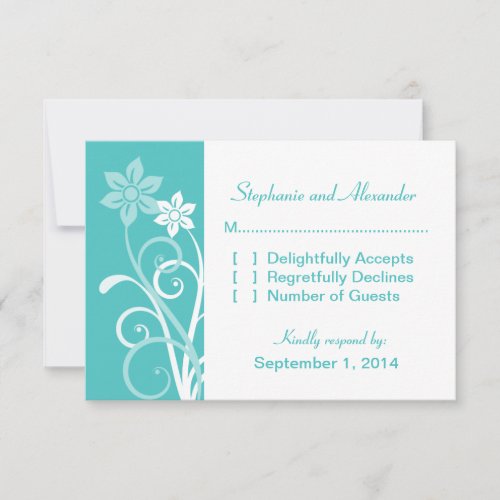 Dramatic Floral Swirls Response Card Custom Invitations