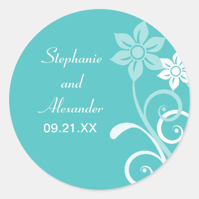 Dramatic Floral Swirls Wedding Stickers (Front)