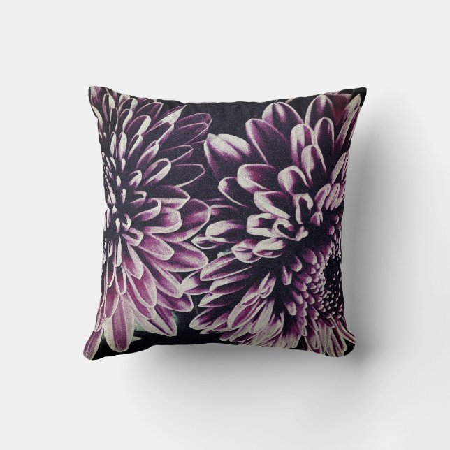 Dramatic Floral Throw Pillow (Back)