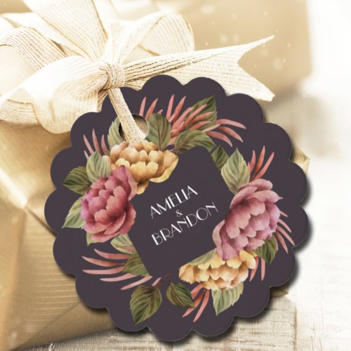 Dramatic Floral Wedding Favor Tags