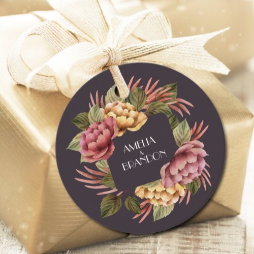 Dramatic Floral Wedding Favor Tags