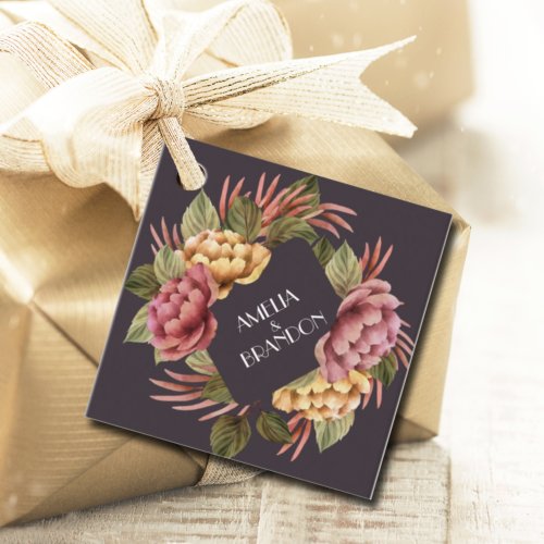 Dramatic Floral Wedding Favor Tags