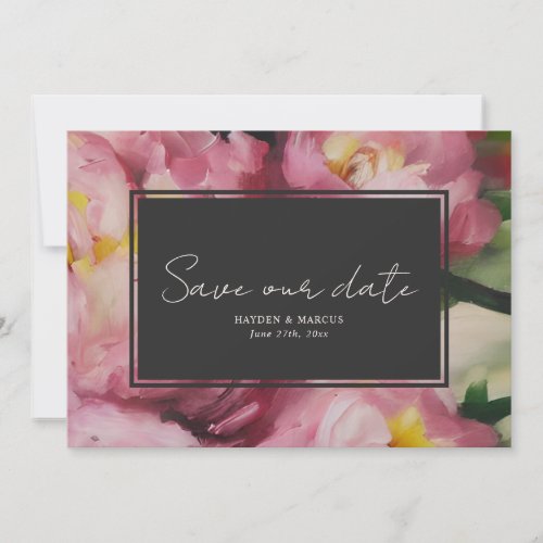 Dramatic Floral Wedding Save The Date