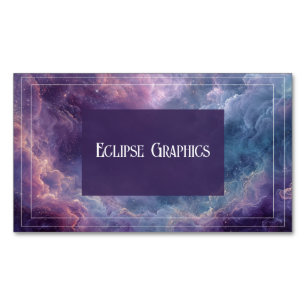 Dramatic Galaxy Nebula Violet Turquoise Business Card Magnet