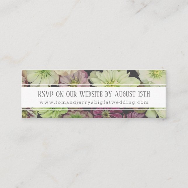 DRAMATIC Garden Hellebore Mini Web RSVP Card (Front)