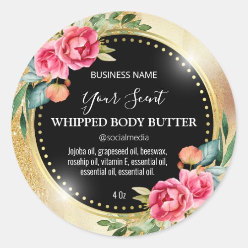 Dramatic Gold Glitter And Ink Body Butter Labels