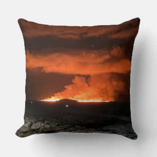 Dramatic Icelandic Volcano Eruption Throw Pillow