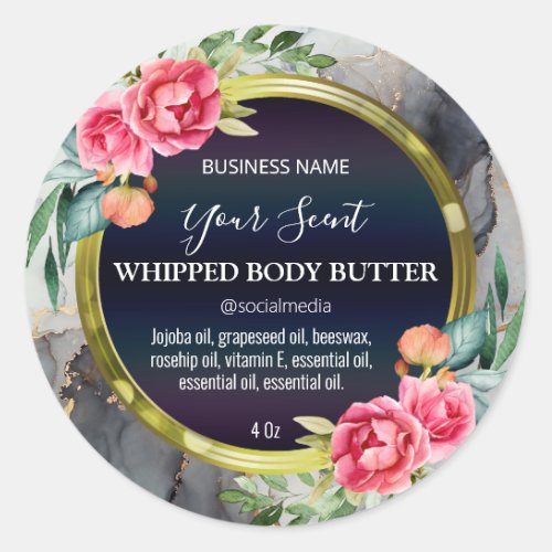 Dramatic Ink Floral Black Body Butter Labels