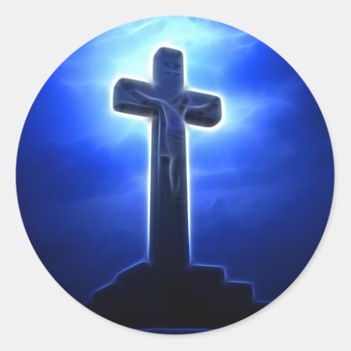 Dramatic Jesus Crucifixion Classic Round Sticker