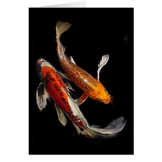 Dramatic Koi Pair with Japanese Proverb Cards (Front)