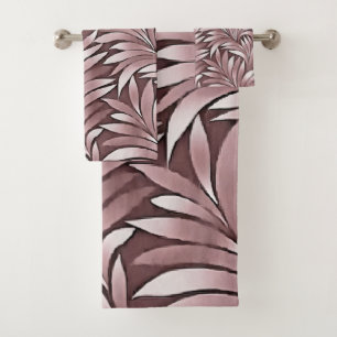 Dramatic  Leaves In Mulberry Ttrough White Palette Bath Towel Set