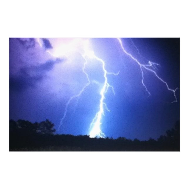 Dramatic Lightning Over Forest Photo Print (Front)