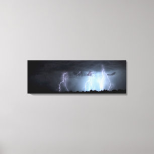 Dramatic Lightning Strike Blue Storm Landscape Canvas Print
