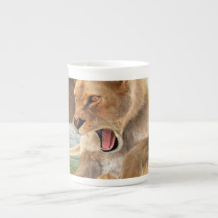 Dramatic Lioness Safari Wildlife Art Bone China Mug