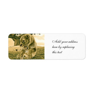 Dramatic Lioness Safari Wildlife Art Label