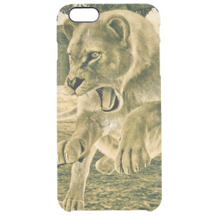 Dramatic Lioness Safari Wildlife Art Clear iPhone 6 Plus Case