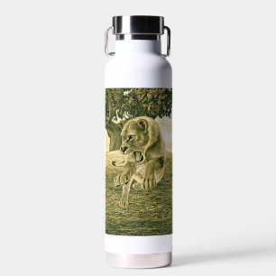Dramatic Lioness Safari Wildlife Art Water Bottle