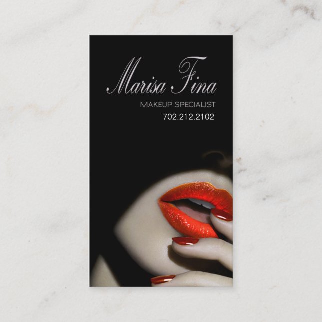 Dramatic Lips Makeup Artist Business Card (Front)