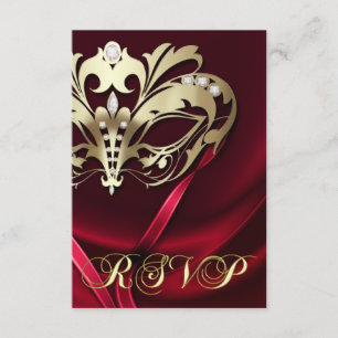 Dramatic Masquerade Red RSVP Invitation