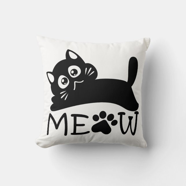 Dramatic Meow Throw Pillow (Front)