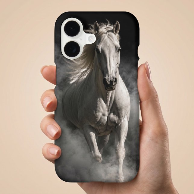 Dramatic Midnight White Stallion iPhone Case (Creator Uploaded)