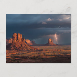 Dramatic Monument Valley Lightning Postcard